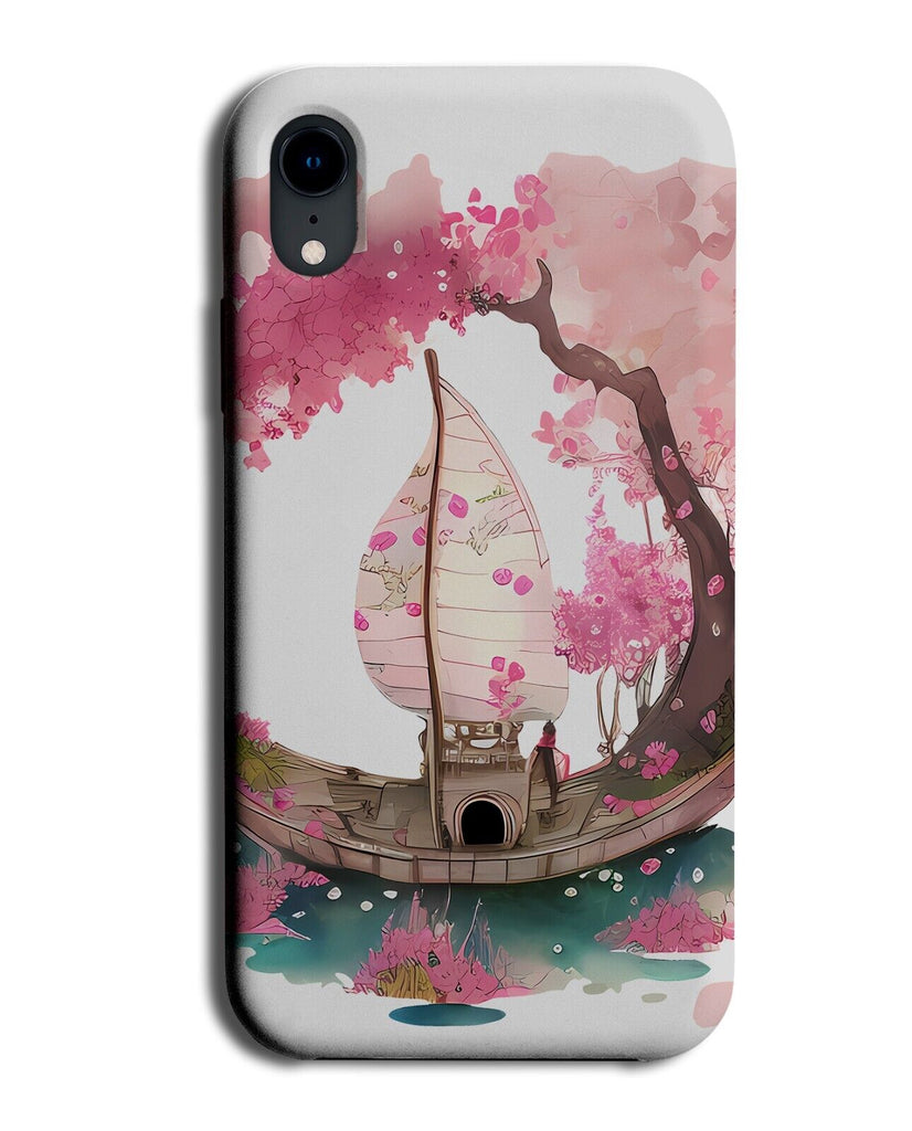 Cherry Blossoms Boat Watercolour Painting Print Phone Case Cover Boat AU47