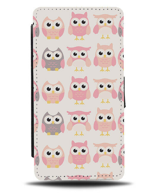 Funny Pink Owl Flip Wallet Case Owls Eyes Birds Cartoon Kids Nature F019