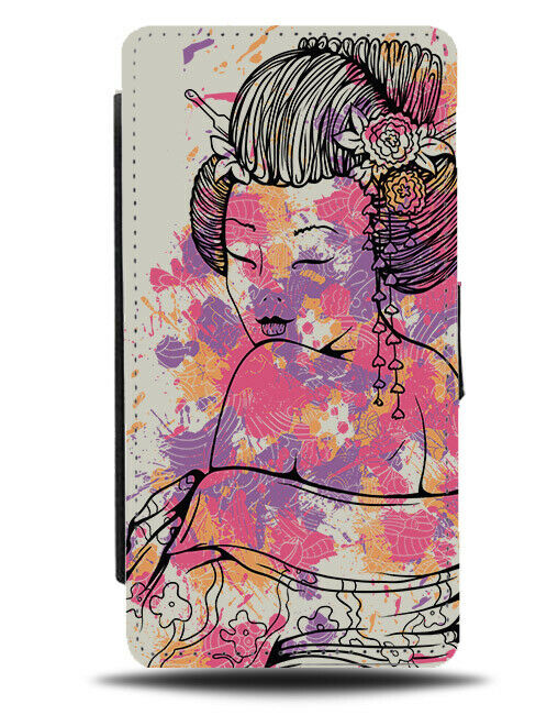Colourful Oil Painting Vintage Anime Pin Up Model Flip Wallet Phone Case E353
