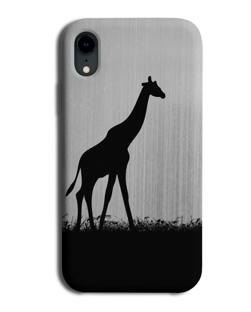 Giraffe Silhouette Phone Case Cover Giraffes Silver Coloured Grey i148
