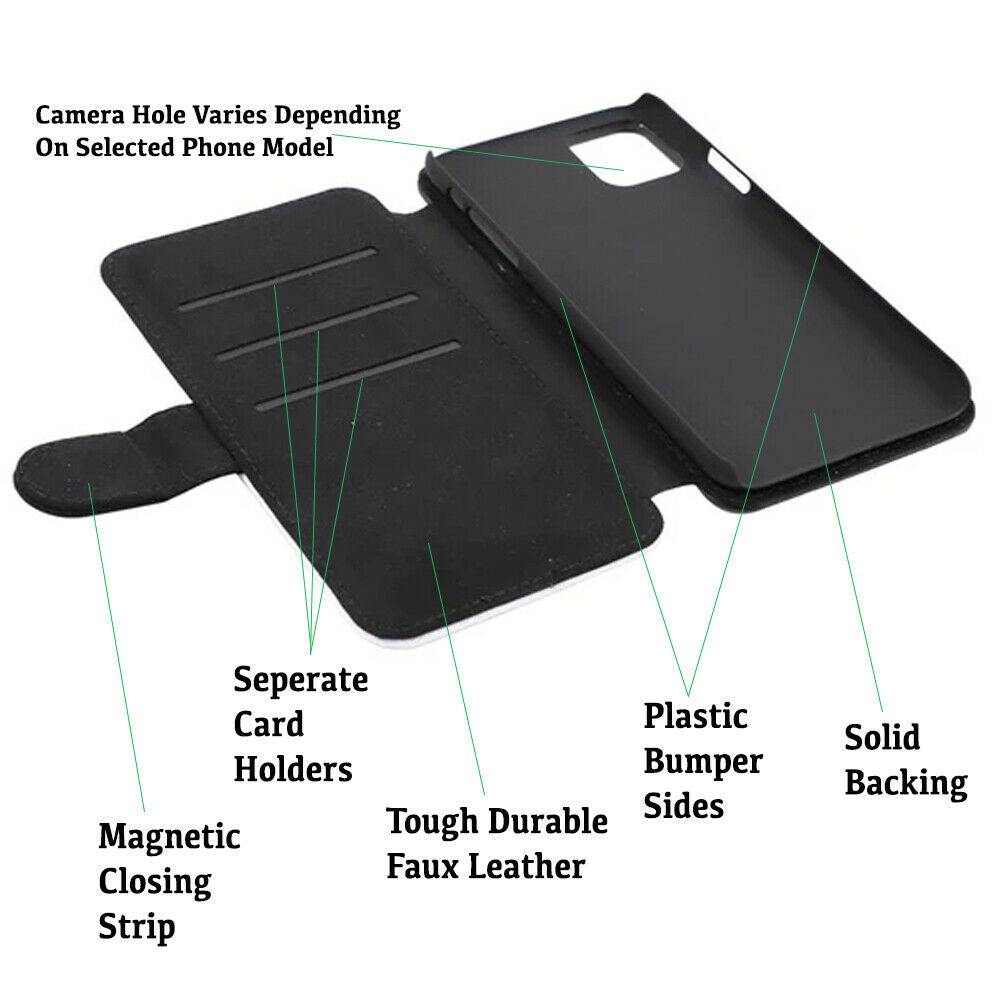 Black & White Flip Cover Wallet Phone Case Pitch Dark Mens Shades Subtle i452