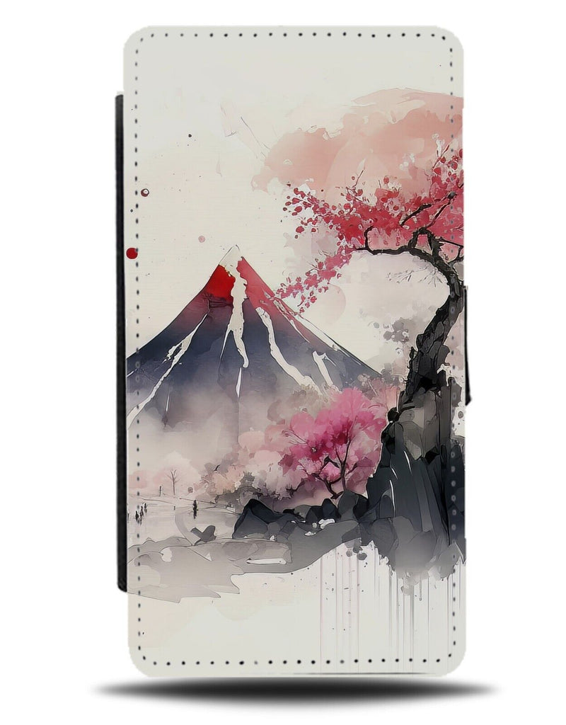 Japanese Mountains Oil Painting Print Flip Wallet Case Mountain Art Picture BE19