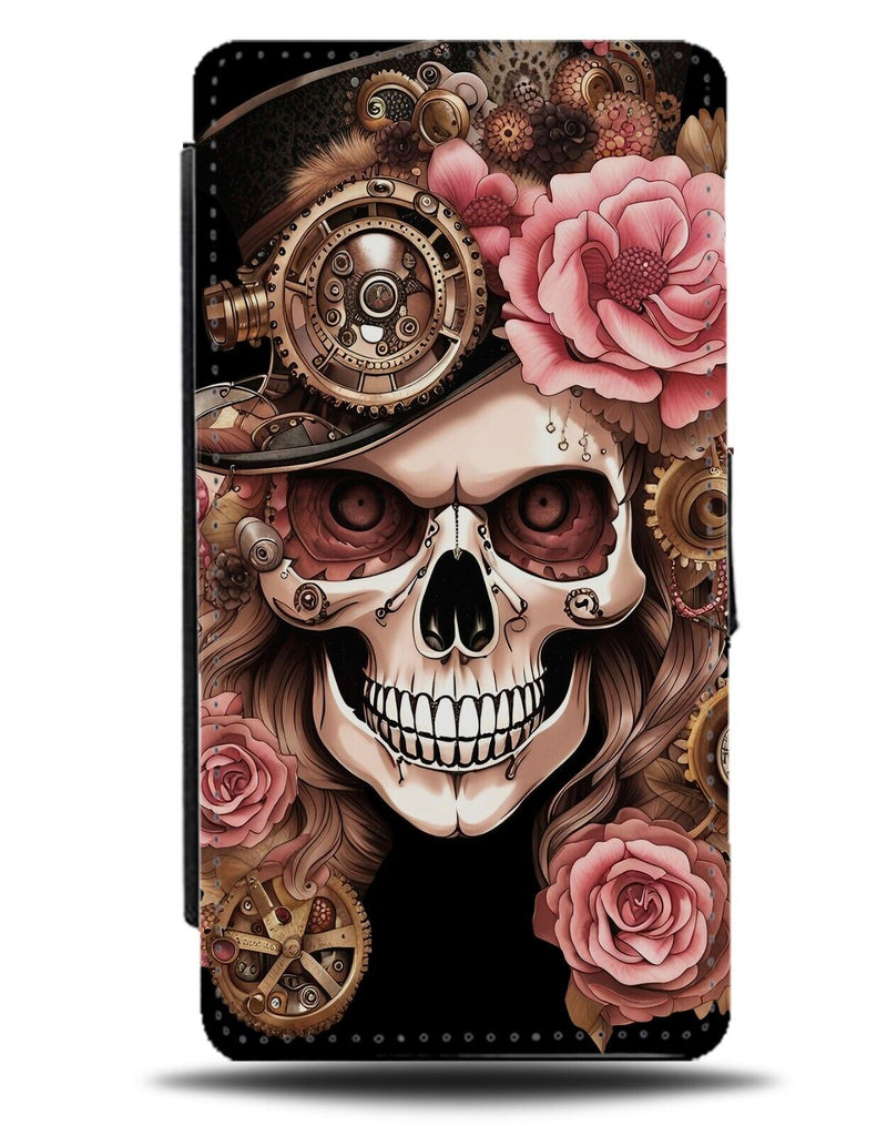 Floral Steampunk Sugar Skull Flip Wallet Case Skulls Head Halloween Art CQ68