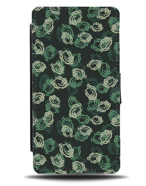 Army Roses Flip Wallet Case Camo Floral Camouflage Flowers Green Vintage H586