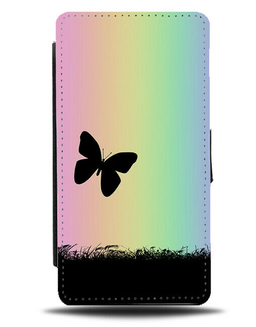 Butterfly Shape Flip Cover Wallet Phone Case Butterflies Rainbow Colourful I076