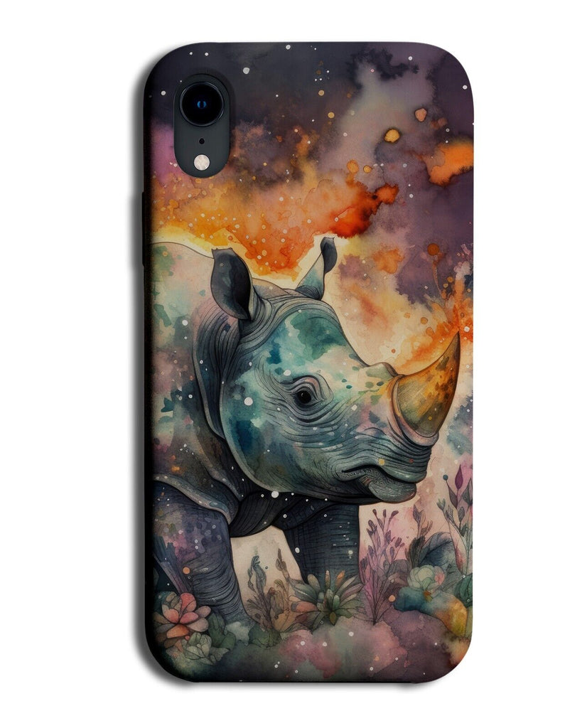 Colourful Rhino Design Phone Case Cover Rhinos Magical Anima Paint Splashes CU69