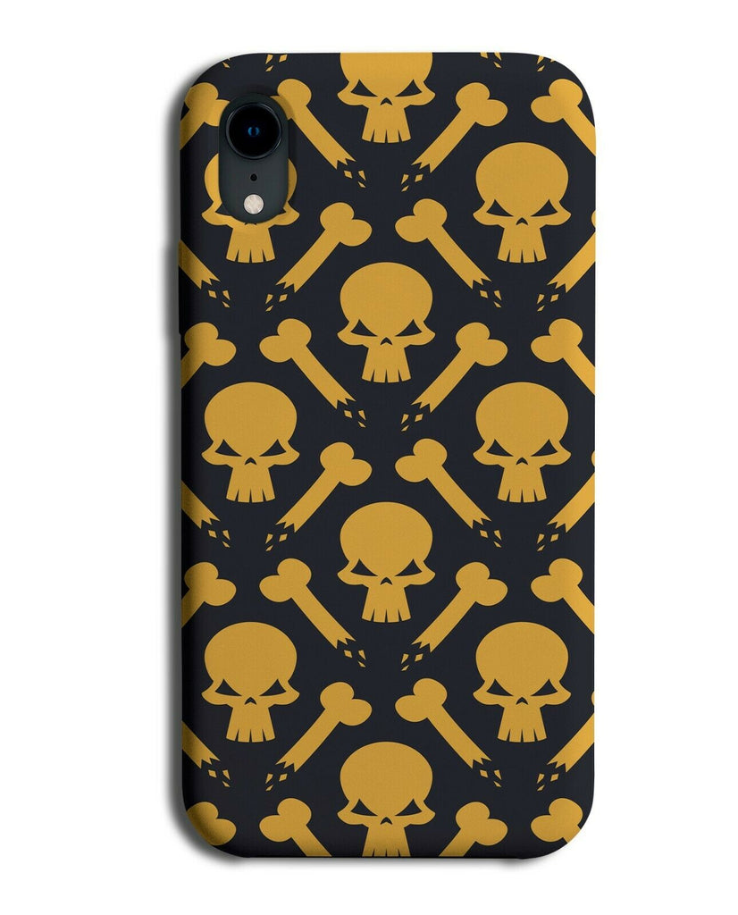 Black and Yellow Skull and Bones Phone Case Cover Bone Skulls Faces Heads H709