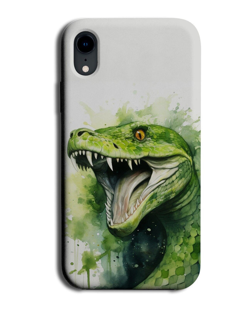 Green Watercolour Snake Bike Artwork Phone Case Cover Snakes Face Scary CP63