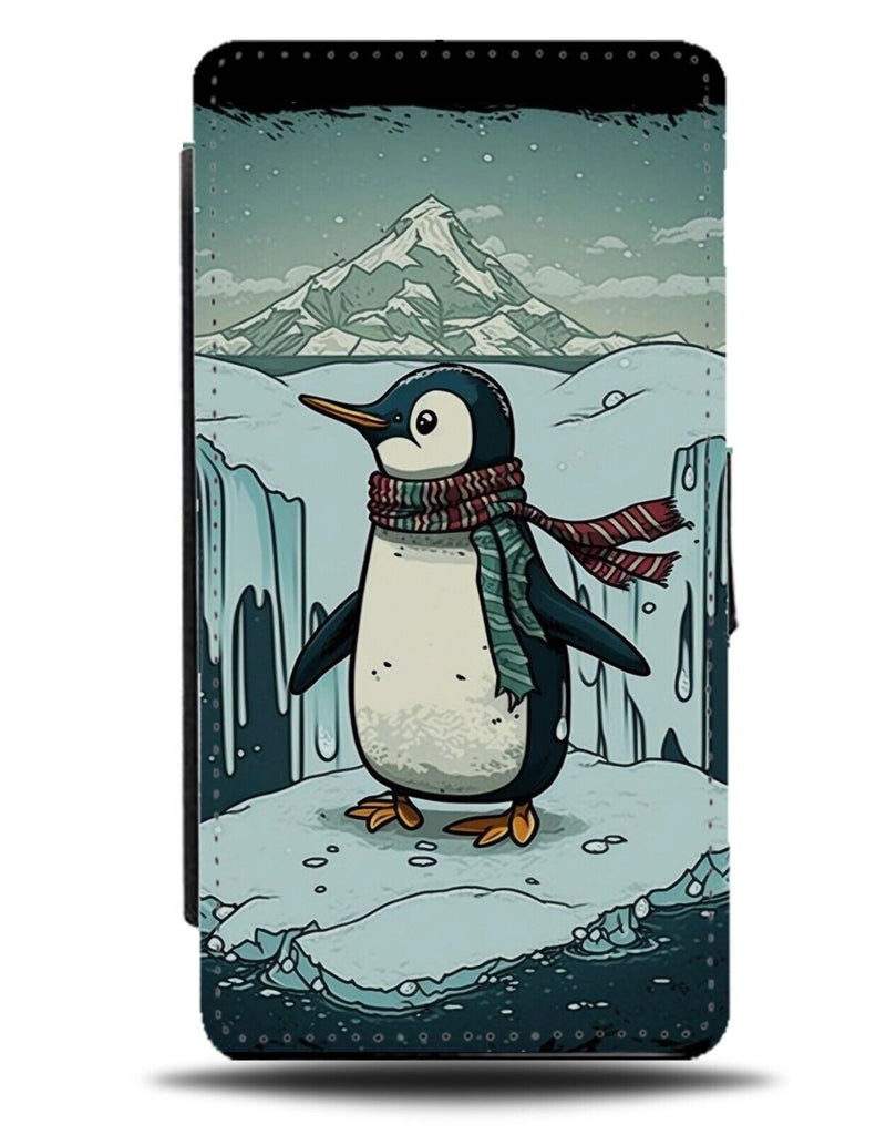 Vintage Penguin In The Snow Flip Wallet Case Penguins Artic Blizzard Snowy CI87