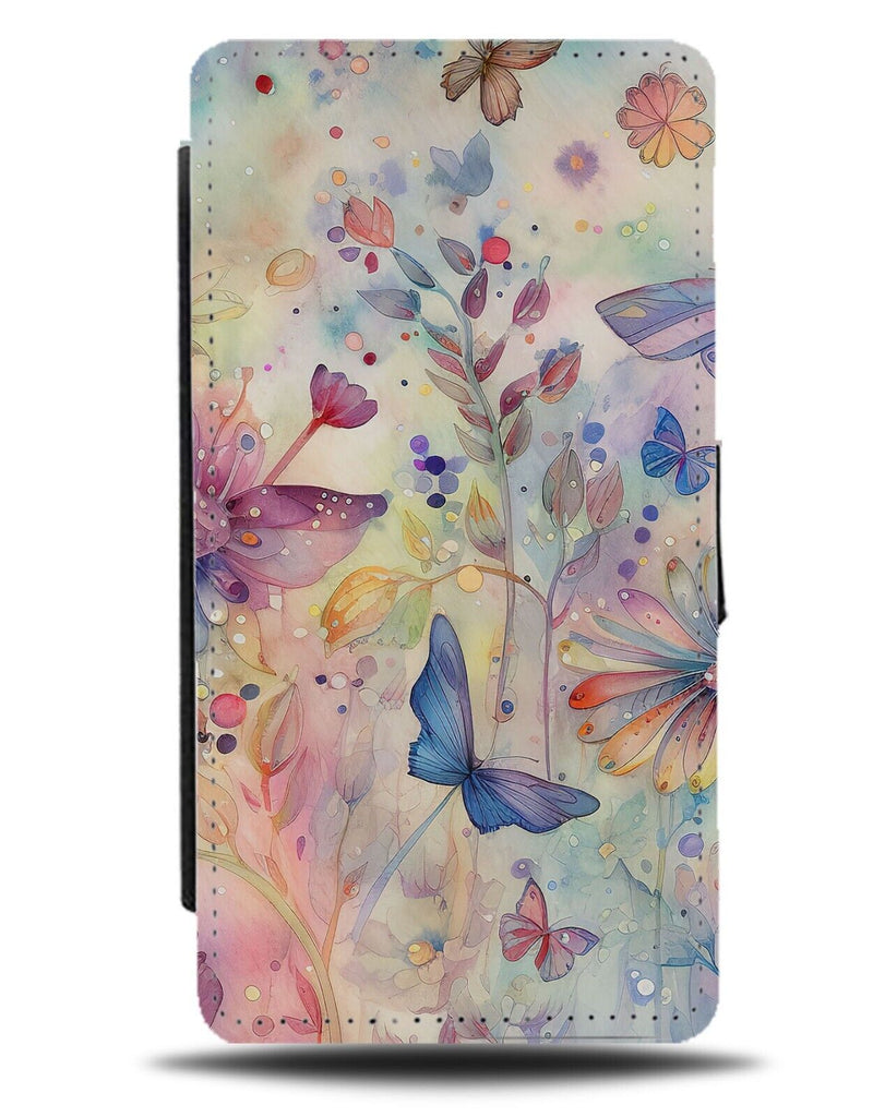 Butterflies Pictures Flip Wallet Case Whimsical Butterfly Flying Art Print BE92
