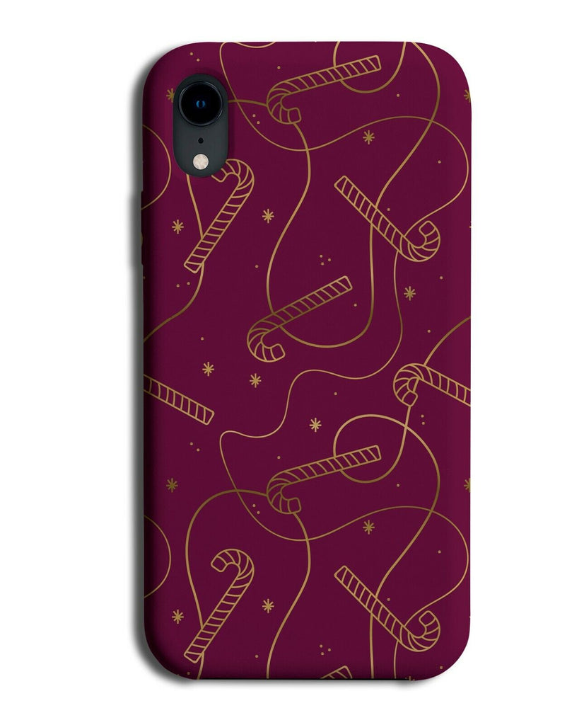 Maroon and Gold Candy Canes Phone Case Cover Cane Christmas Xmas K798