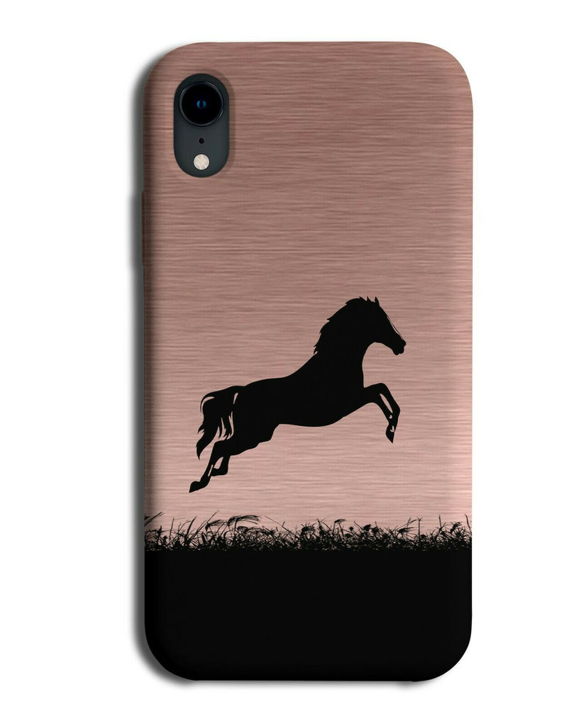 Horse Silhouette Phone Case Cover Horses Pony Rose Gold Coloured i118