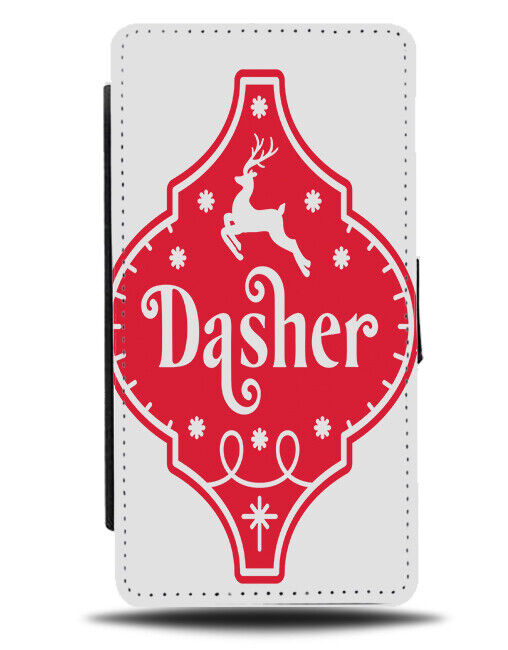 Dasher Reindeer Flip Wallet Case Reindeers Dashers Name Names Christmas Red N942