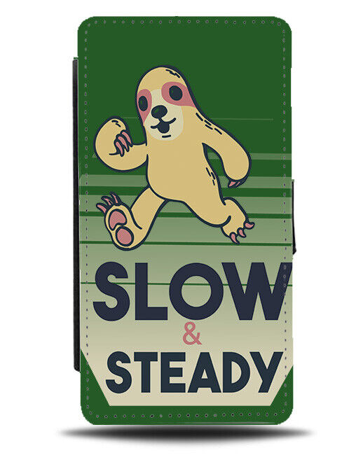 Slow and Steady Racing Sloth Flip Wallet Case Race Sloths Running Marathon K297