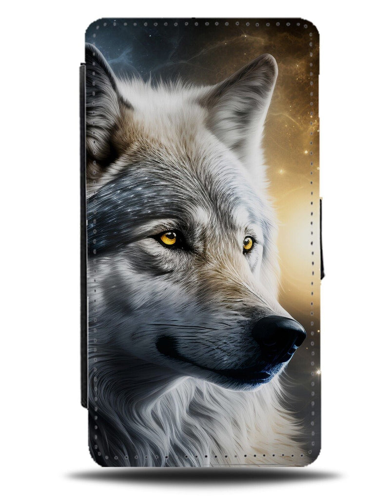Dark Gothic Wolves Head Flip Wallet Case Wolf Walf Goth Animal Animals Pic AS76