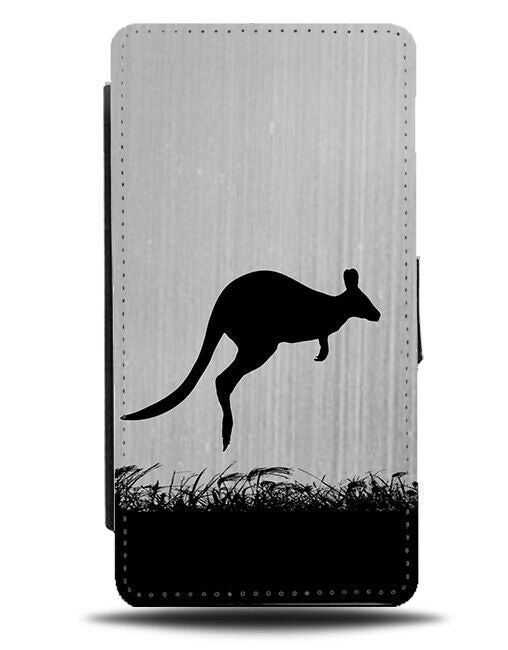 Kangaroo Silhouette Flip Cover Wallet Phone Case Kangaroos Silver Grey i150