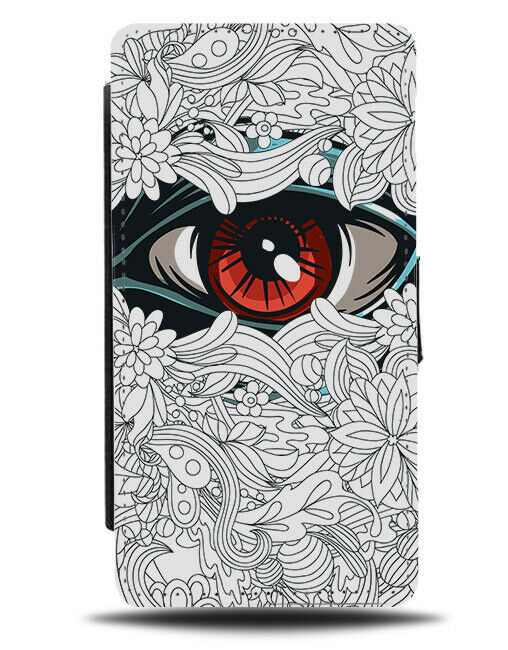 Floral Eyeball Flip Wallet Phone Case Outlines Eye Flowery Flowers Print E156