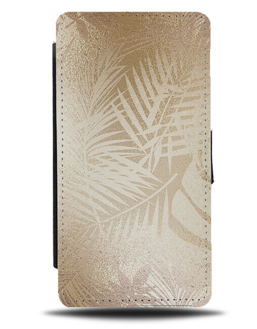 Golden Leaves Flip Wallet Case Floral Palm Tree Leaf Silhouette Shapes F985