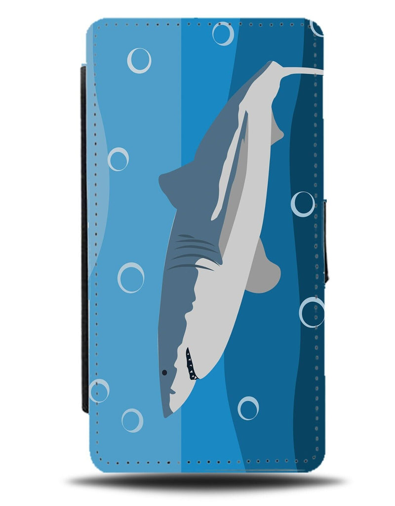 Cartoon Swimming Shark Flip Wallet Case Sharks Great White Greatwhite Blue AS88