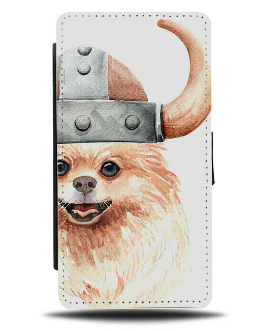 Pomeranian Flip Wallet Phone Case Dog Pet Viking Vikings Fancy Dress Hat K597