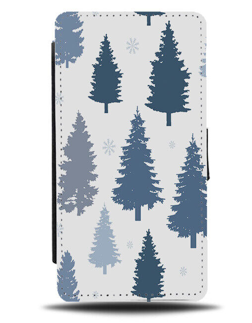 Blue and White Pines and Snowflakes Flip Wallet Case Snowflake Snow Flakes N769