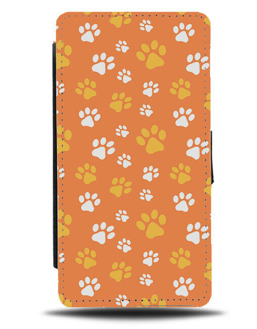 Orange Paw Print Markings Flip Wallet Case Paws Silhouettes Shapes G808