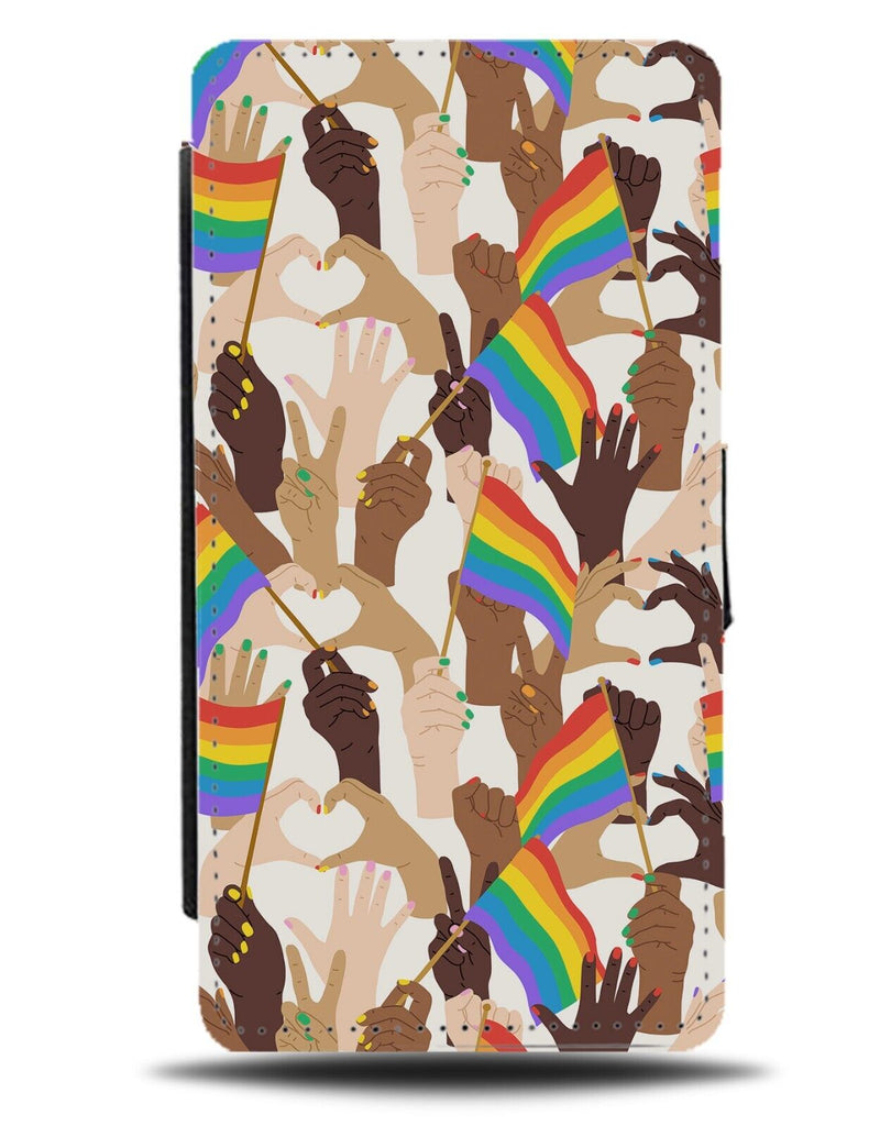 Pride Supporters Flip Wallet Case Support Hands Hand Flag Flags Rainbow AJ44