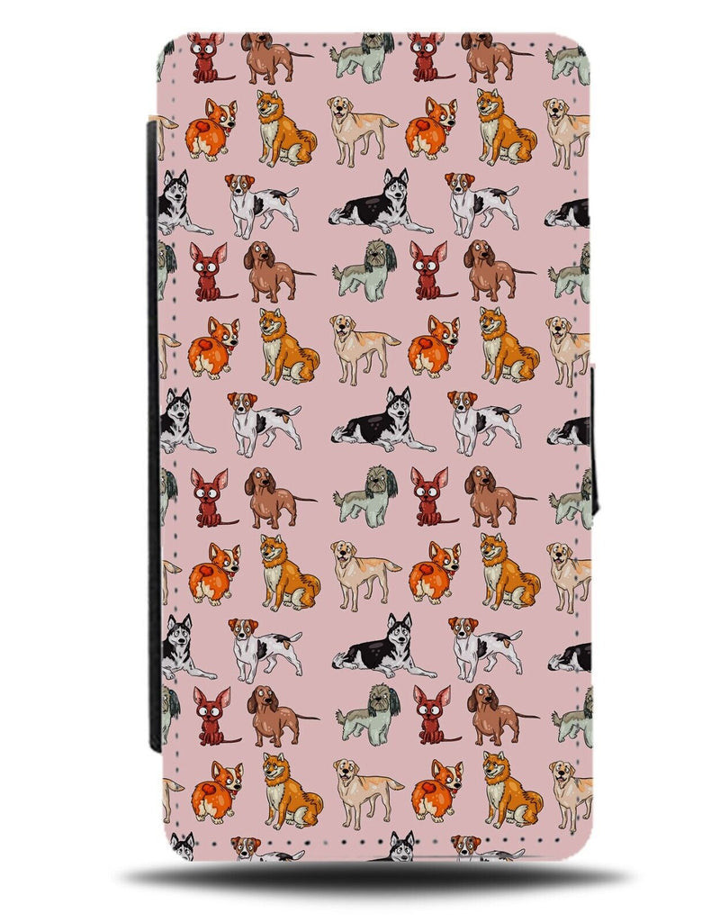 Pink Multiple Dog Breeds Flip Wallet Case Dogs Corgi Labrador Bulldog Dogg AL24