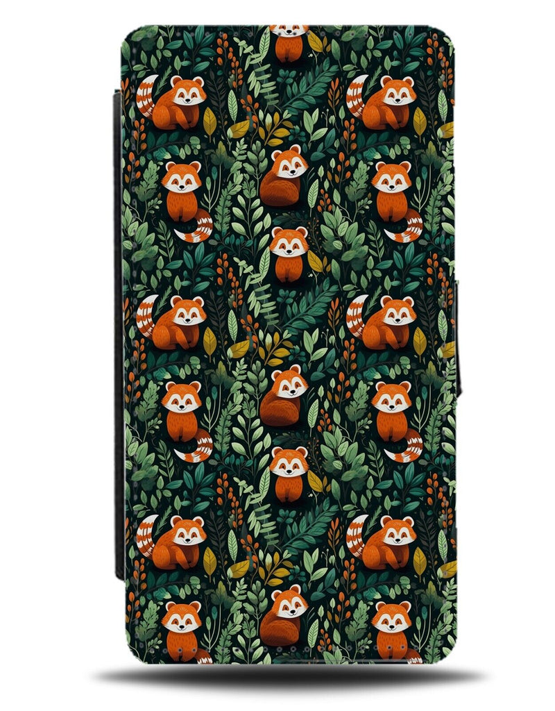 Red Panda In The Jungle Pattern Flip Wallet Case Pandas Leaves Forrest Kids CG34