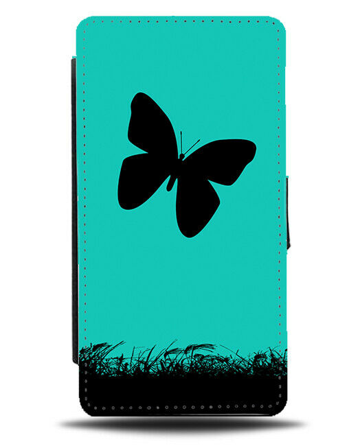 Butterfly Flip Cover Wallet Phone Case Butterflies Turquoise Green i262