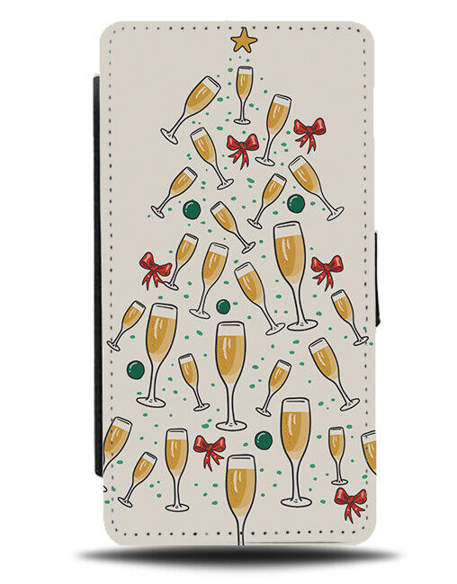 Christmas Champagne Tree Flip Wallet Case Funny Glass Glasses Flute Xmas N729