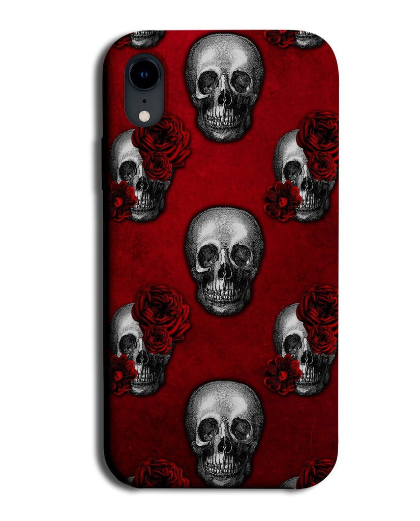 Grunge Roses and Skull Heads Pattern Phone Case Cover Skeleton Head Face AZ60