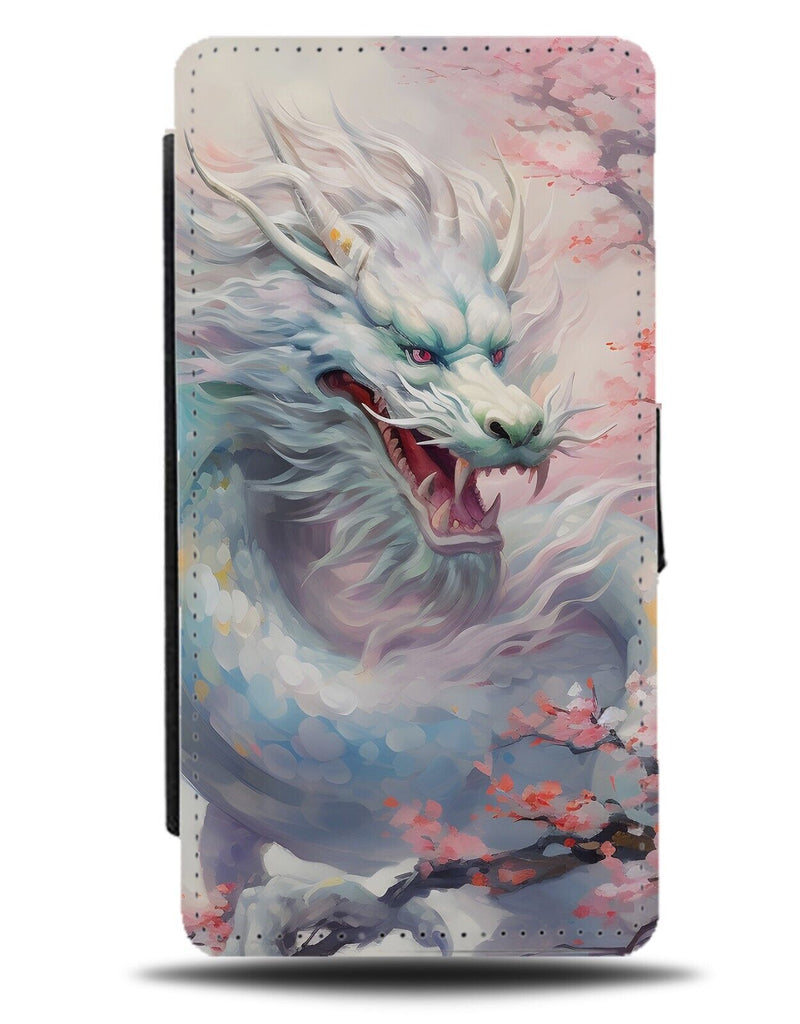 Chinese Dragon Flip Wallet Case Dragons Asian Oriental Cherry Blossoms DA44