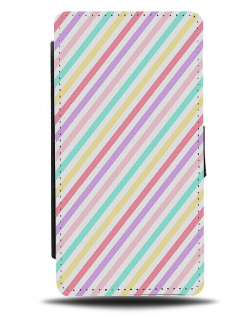 Rainbow Colourful Lines Flip Wallet Case Diagonal Stripes Diagonally Line F737
