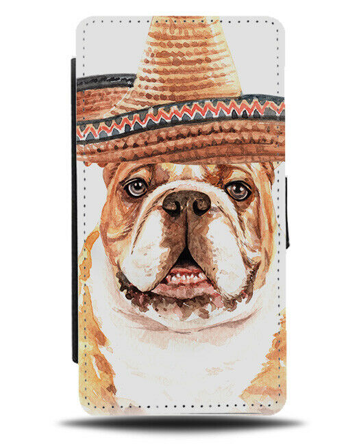 Mexican British Bulldog Flip Wallet Case Mexico Hat Sombrero Costume K683