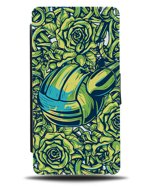 Green Floral Volleyball Flip Wallet Phone Case Volley Ball Netball Roses E327