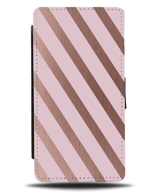 Baby Pink and Rose Gold Striped Flip Cover Wallet Phone Case Stripes Lines i797