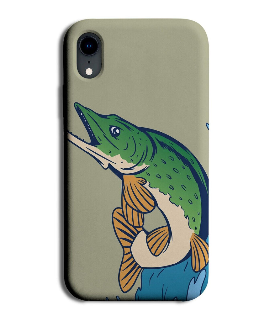 Cartoon Northern Pike Fish Jumping Phone Case Cover Fishing Gift Carp Pikes P129