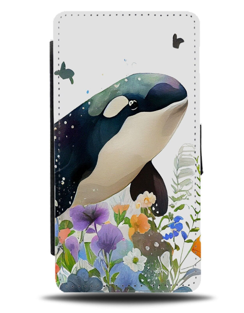 Killer Whale Flowers Flip Wallet Case Flower Floral Orca Orcas Flowerbed AL59
