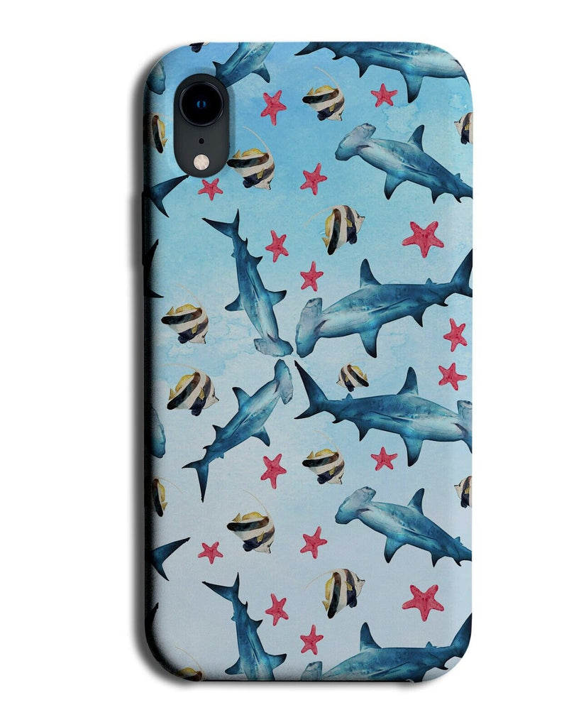 Hammerhead Sharks Phone Case Cover Pattern Shark Hammer Head Heads Blue AV57