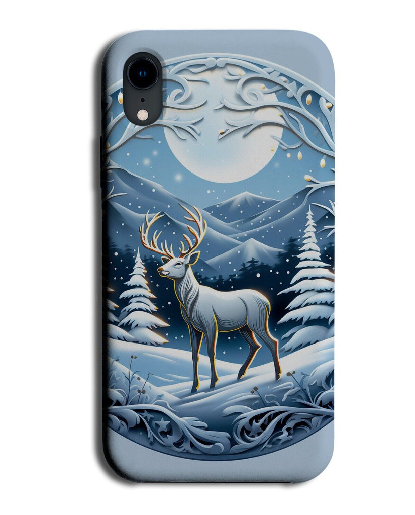 White Christmas Phone Case Cover Christmassy Reindeer Snow Full Moon Style DD45