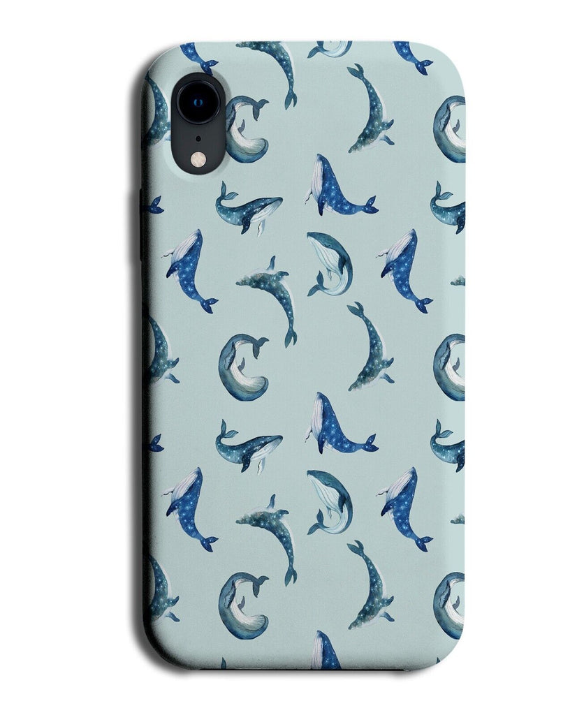 Light Blue Whales Pattern Phone Case Cover Whale Cartoon Artwork Art Marine AA03