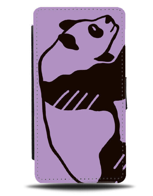 Purple Simplistic Panda Outline Flip Wallet Case Silhouette Shape Shapes J888