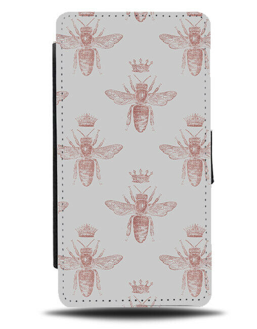 White and Rose Gold Wasp Shapes Flip Wallet Case Outline Silhouette Wasps G036