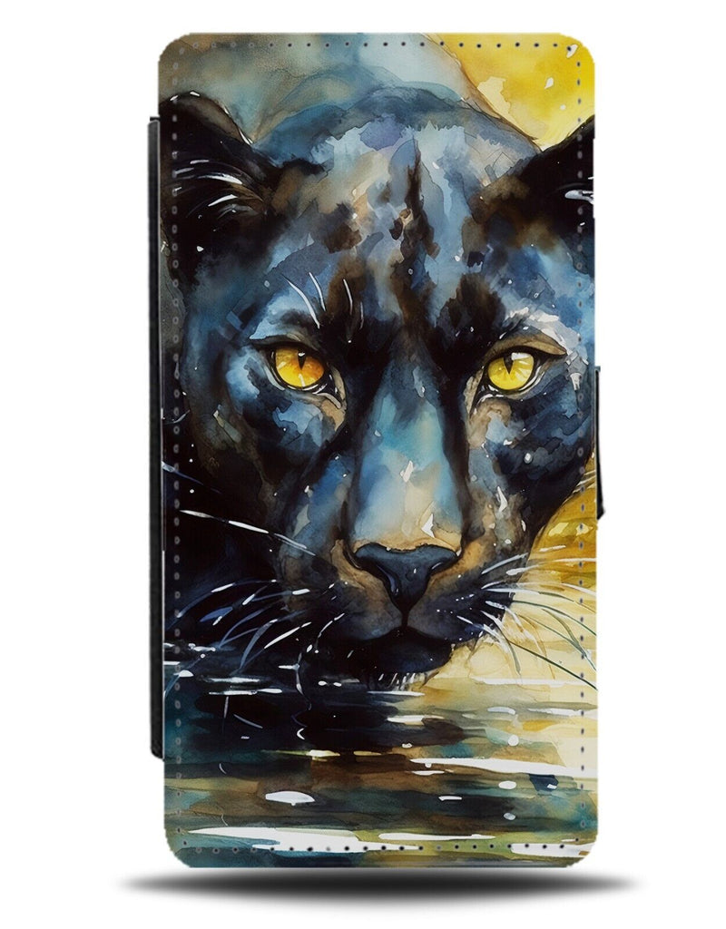 Black Jaguar Oil Painting Flip Wallet Case Jaguars Panther Face Eye Puma DC24