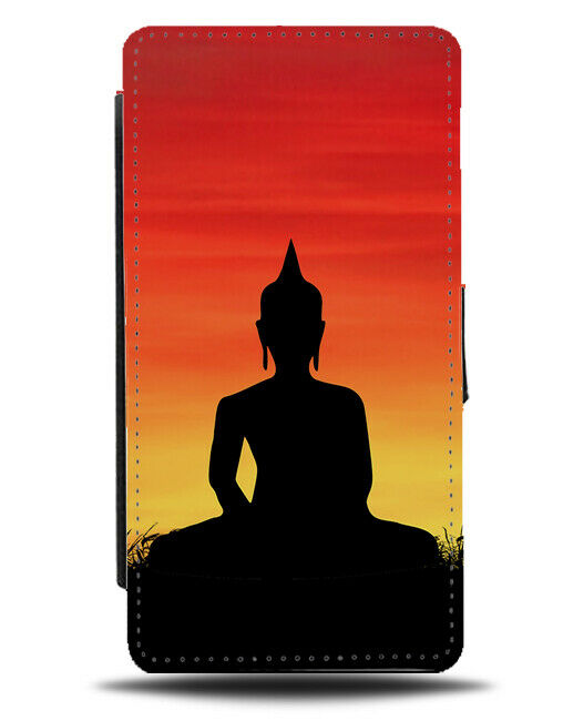Buddha Silhouette Flip Cover Wallet Phone Case Buddhist Statue Sunrisei755