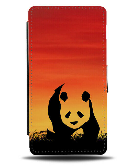 Panda Bear Flip Cover Wallet Phone Case Giant Pandas Sunset Sunrise Photo i249