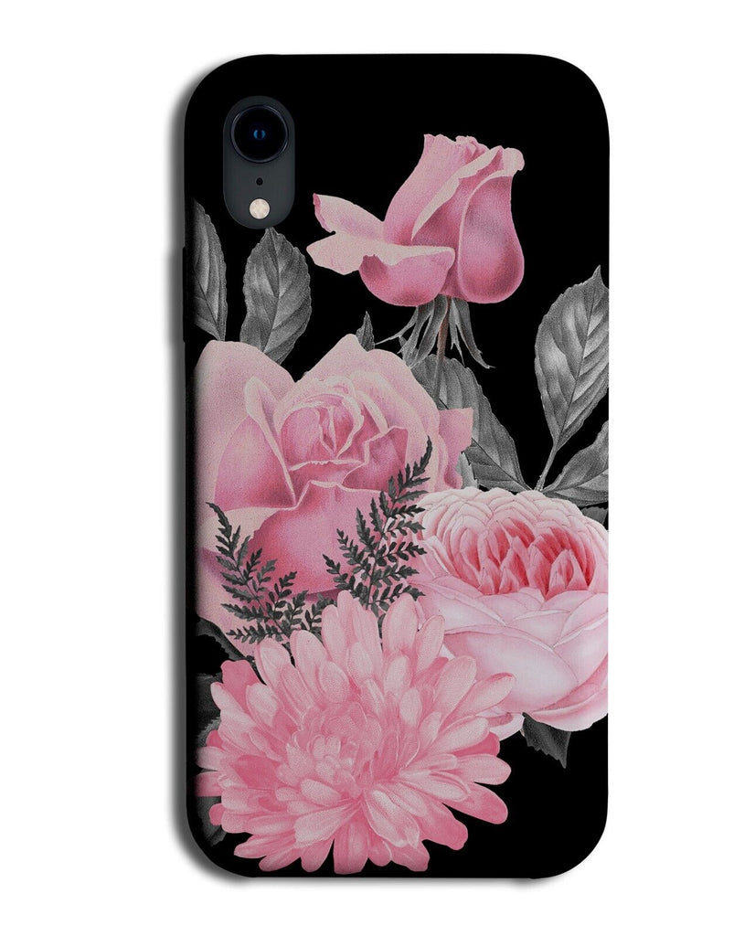 Black Pink and Grey Flowers Phone Case Cover Gothic Chick Floral Roses Goth AI83