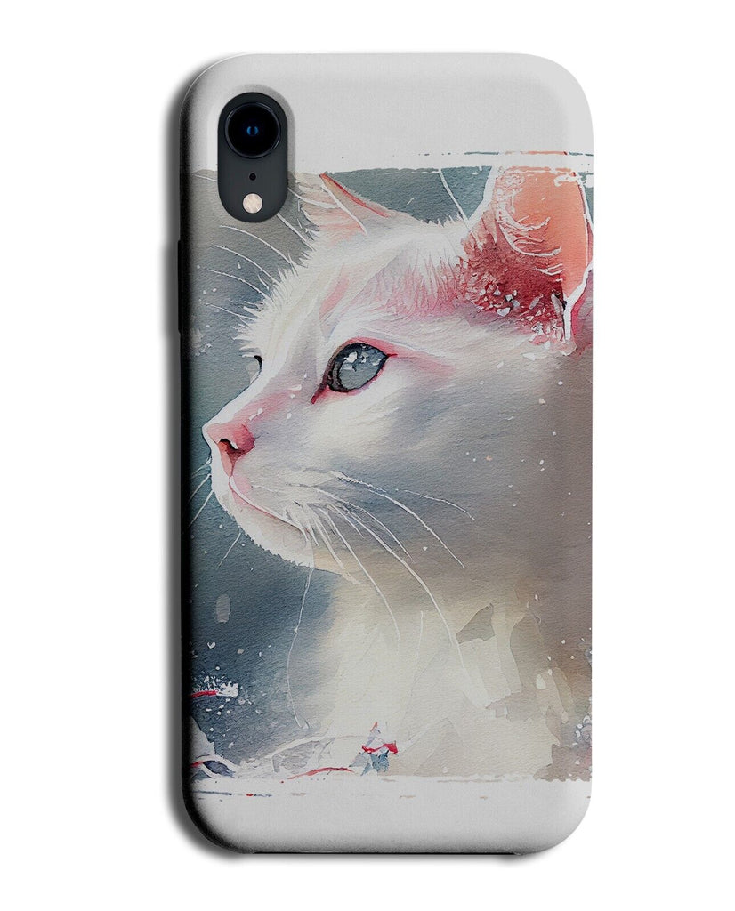 White Cat Picture Phone Case Cover Cats Winter Snow Christmas Kitten Xmas BF10