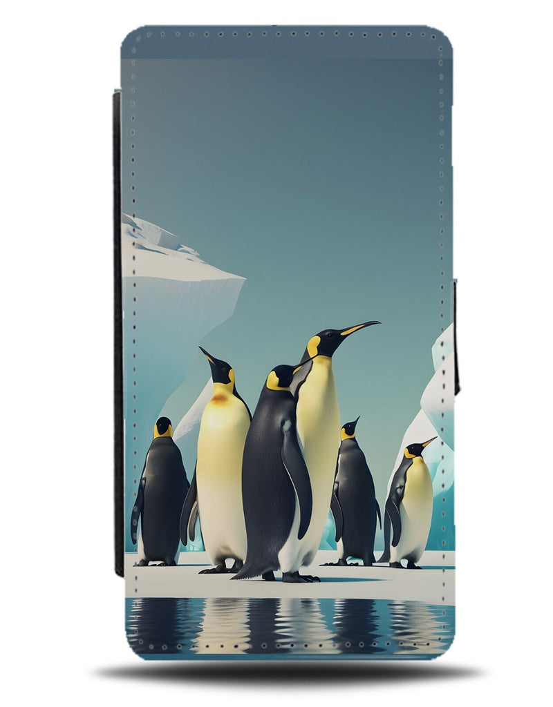 Emperor Penguin Family Flip Wallet Case Penguins Flock Arctic Snow Emperors CI98